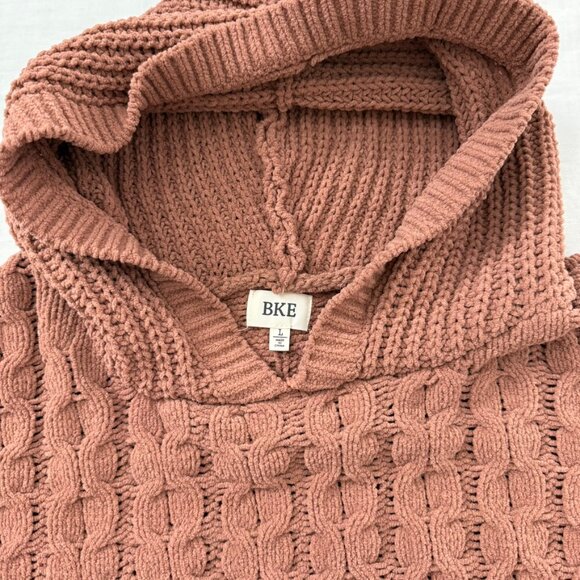 BKE Women’s Large Hooded Chenille Sweater Distressed Hem Textured Knit Cozy - Picture 6 of 11